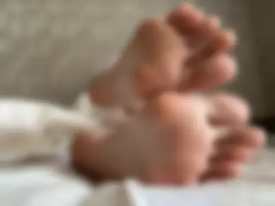 blue pedicure and soles pics  by littlevildevil