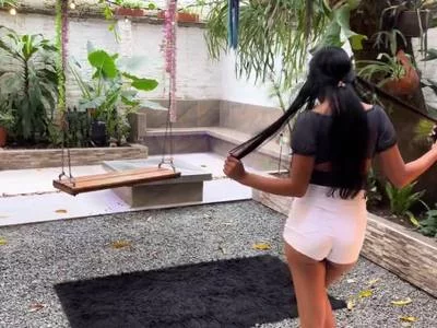 Sexy Latina plays in the yard of her house by LissaaWild