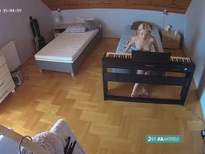 Girl relaxing & playing piano by Julmodels Bedroom-D4