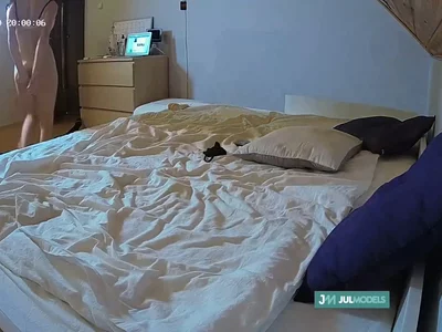 Girl using toy while guy films by Julmodels Bedroom-D6