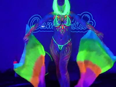 Neon Babe with Perfect Tits and Amazing Ass Strips and Dances for You
