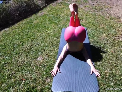 girl masturbates while doing yoga