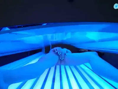 Security cam catches girl masturbating in tanning bed by voyeur-house