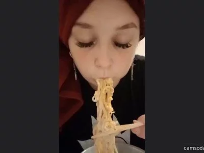 eating noodles by Zara